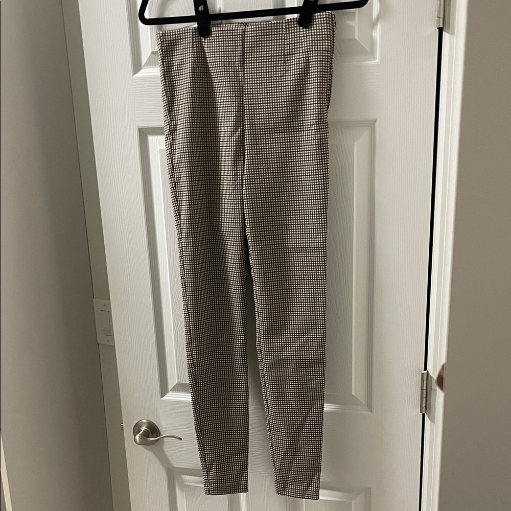 Zara Brown and Black Checkered Plaid Pants